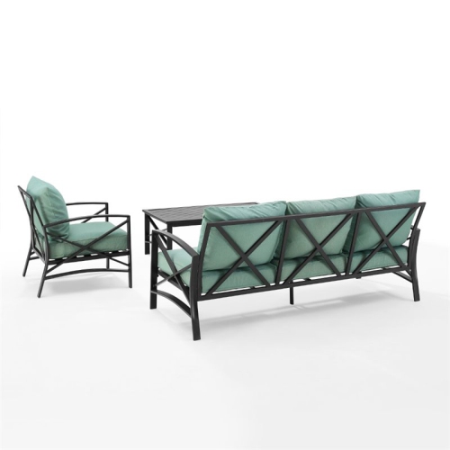 Crosley Kaplan 3 Piece Outdoor Sofa Set in Mist