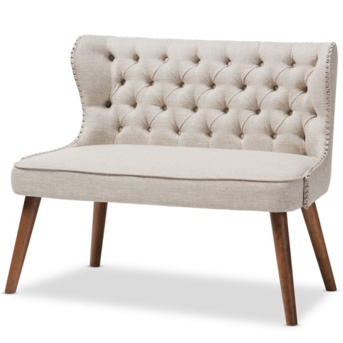 Bowery Hill Mid-Century Upholstered 2-Seater Loveseat in Brown