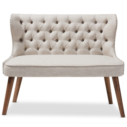 Bowery Hill Mid-Century Upholstered 2-Seater Loveseat in Brown