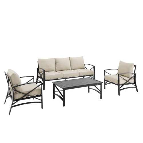 Crosley Kaplan 4 Piece Outdoor Sofa Set in Oatmeal