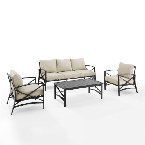 Crosley Kaplan 4 Piece Outdoor Sofa Set in Oatmeal