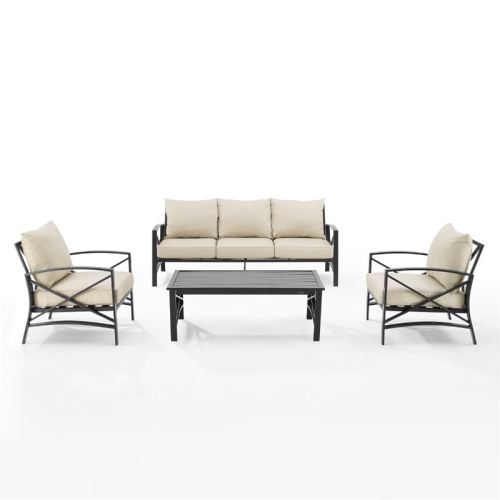 Crosley Kaplan 4 Piece Outdoor Sofa Set in Oatmeal