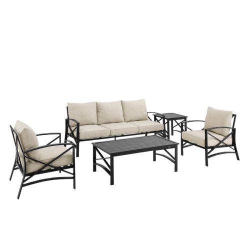 CROSLEY FURNITURE Crosley Kaplan 5 Piece Outdoor Sofa Set In Oatmeal