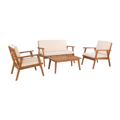 Linon Cooper Acacia Wood Outdoor Chat Set in Natural