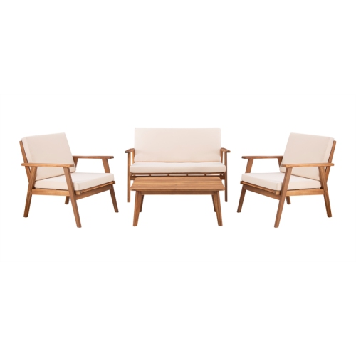 Linon Cooper Acacia Wood Outdoor Chat Set in Natural