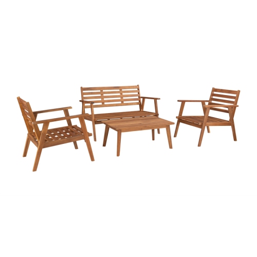 Linon Cooper Acacia Wood Outdoor Chat Set in Natural