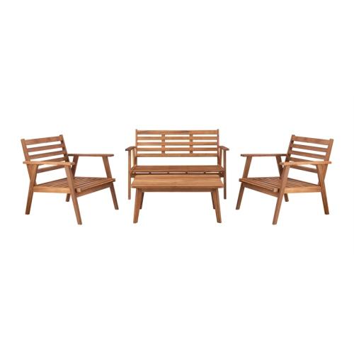 Linon Cooper Acacia Wood Outdoor Chat Set in Natural