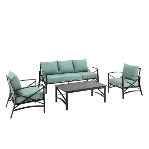 CROSLEY FURNITURE Crosley Kaplan 4 Piece Outdoor Sofa Set In Mist