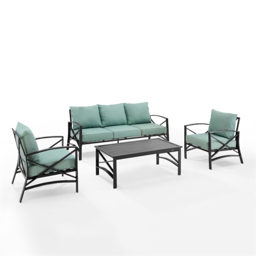 Crosley Kaplan 4 Piece Outdoor Sofa Set in Mist