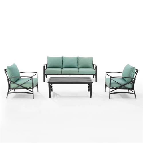 Crosley Kaplan 4 Piece Outdoor Sofa Set in Mist