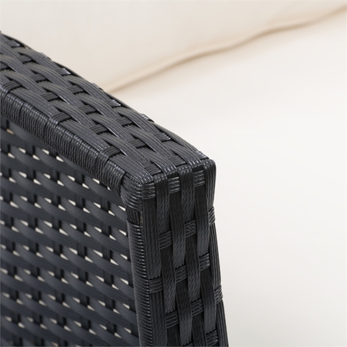 CorLiving Cascade Wicker/Rattan Patio Set with Warm White Cushions 4pc