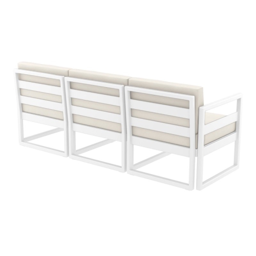 Mykonos Patio Sofa White with Acrylic Fabric Natural Cushions