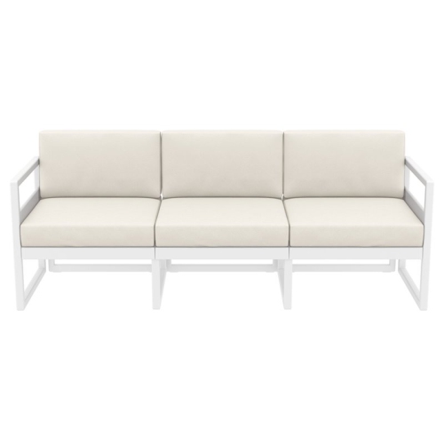 Mykonos Patio Sofa White with Acrylic Fabric Natural Cushions