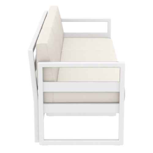 Mykonos Patio Sofa White with Acrylic Fabric Natural Cushions