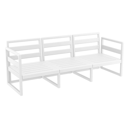 Mykonos Patio Sofa White with Acrylic Fabric Natural Cushions