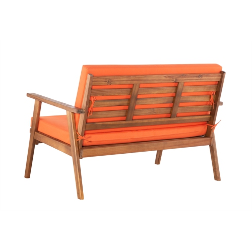 Linon Cooper Acacia Wood Outdoor Chat Set in Acorn Brown