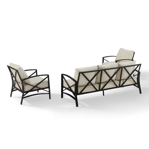 Crosley Kaplan 3 Piece Outdoor Sofa Set in Oatmeal