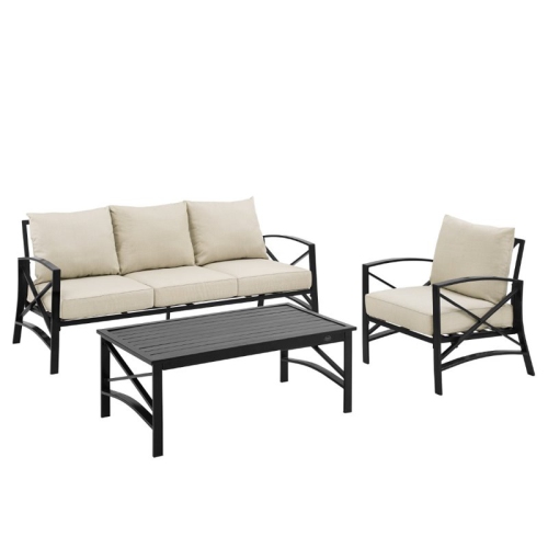 CROSLEY FURNITURE Crosley Kaplan 3 Piece Outdoor Sofa Set In Oatmeal