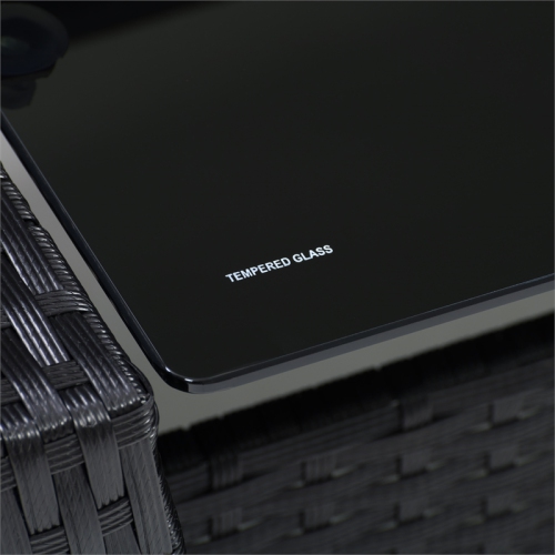 CorLiving Cascade Wicker/Rattan Patio Set with Light Blue Cushions 4pc