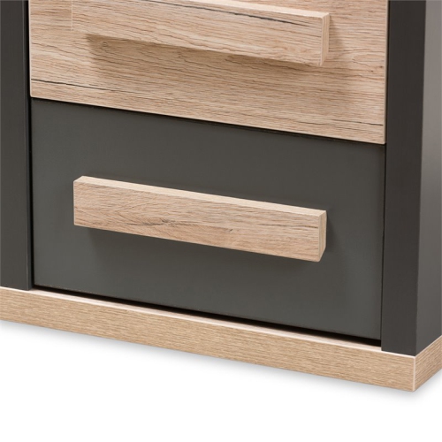 Bowery Hill 2 Drawer Nightstand in Gray and Oak Brown