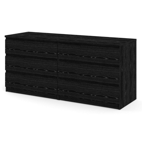 Tvilum Scottsdale Contemporary 6 Drawer Double Dresser in Black Wood Grain