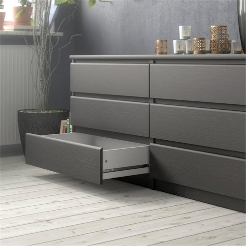 Tvilum Scottsdale Contemporary 6 Drawer Double Dresser in Black Wood Grain