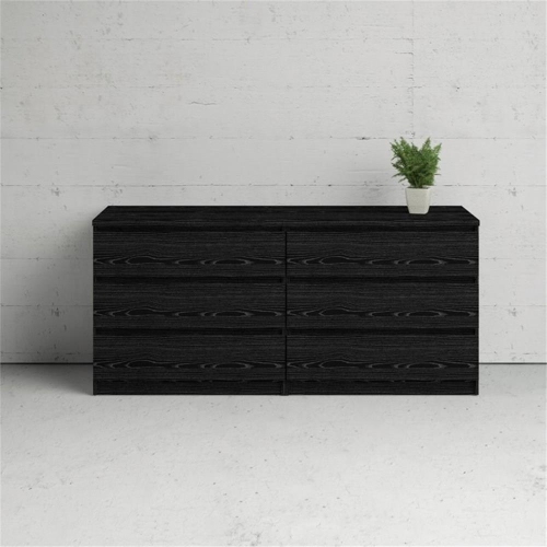 Tvilum Scottsdale Contemporary 6 Drawer Double Dresser in Black Wood Grain