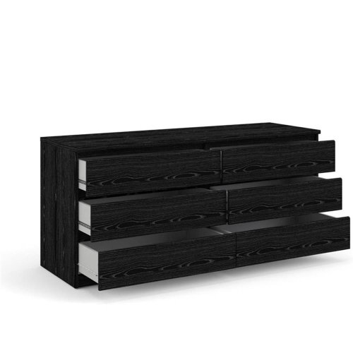 Tvilum Scottsdale Contemporary 6 Drawer Double Dresser in Black Wood Grain