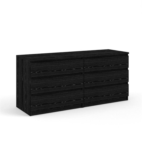 Tvilum Scottsdale Contemporary 6 Drawer Double Dresser in Black Wood Grain