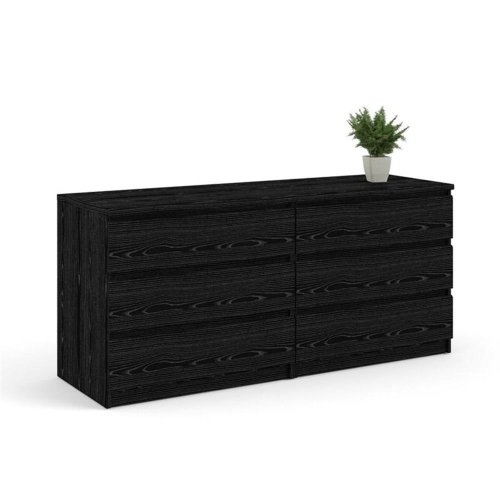 Tvilum Scottsdale Contemporary 6 Drawer Double Dresser in Black Wood Grain