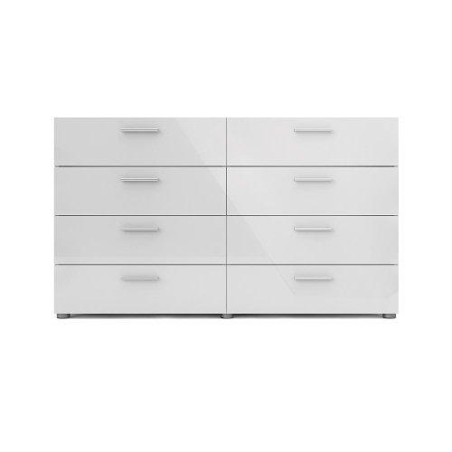 Austin 8 Drawer Double Dresser in Oak Structure/White High Gloss