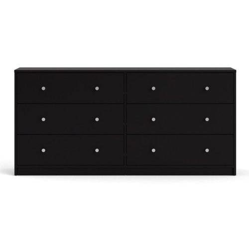 Pemberly Row Contemporary 6 Drawer Double Dresser in Black