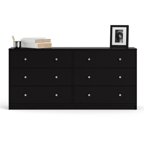 Pemberly Row Contemporary 6 Drawer Double Dresser in Black