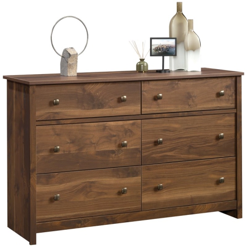 Sauder River Ranch 6 Drawer 50.5" Wooden Dresser in Grand Walnut