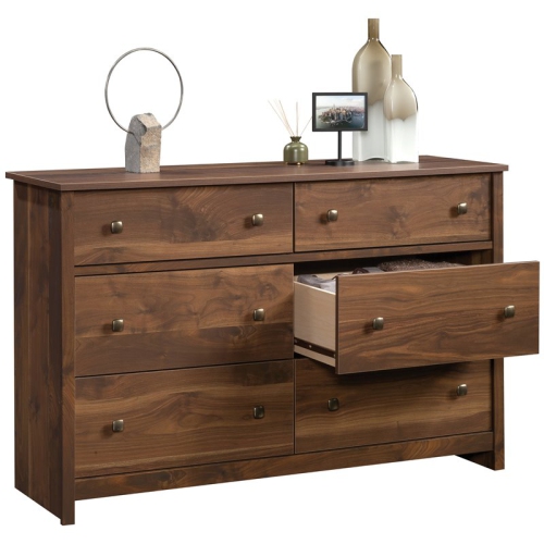 Sauder River Ranch 6 Drawer 50.5" Wooden Dresser in Grand Walnut