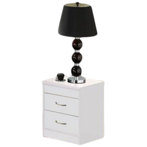 Hodedah Two Drawer Contemporary Wooden Nightstand in White Finish