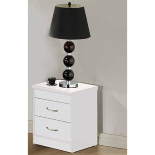 Hodedah Two Drawer Contemporary Wooden Nightstand in White Finish