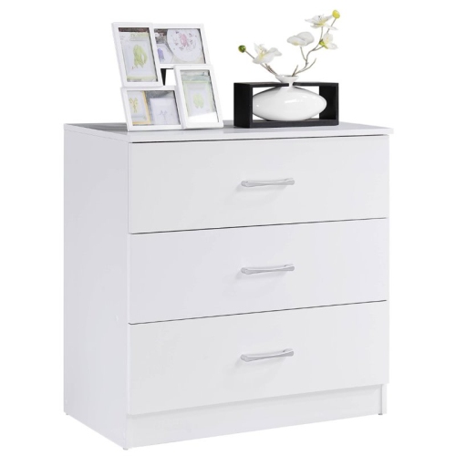 HODEDAH  Three Drawer Contemporary Wooden Chest In White Finish