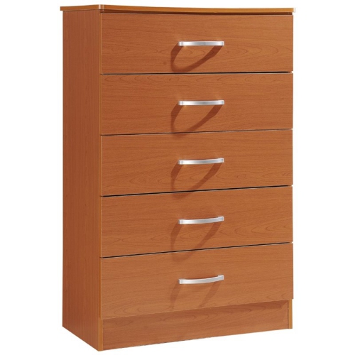 HODEDAH  Five Drawer Contemporary Wooden Chest In Cherry Finish