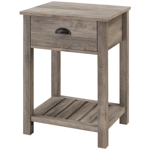 WALKER EDISON 18" Country Single Drawer Bedroom Nightstand In Gray Wash Looks great and is what we expected for storage needs