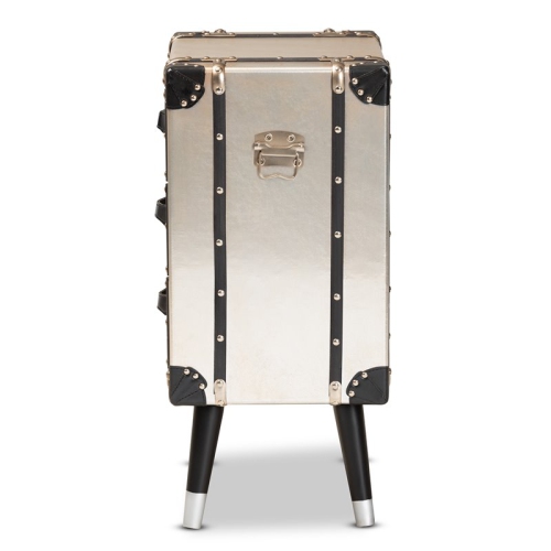 Bowery Hill Silver Finished Metal 3-Drawer Nightstand