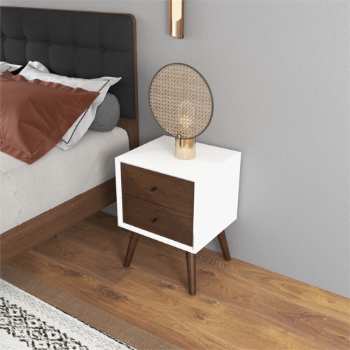 Denver Solid Wood Frame White Nightstand Tables for Bedroom and Livingroom