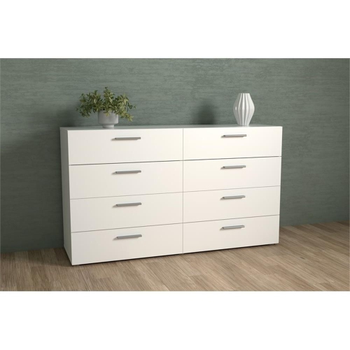 Tvilum Austin Modern 8 Drawer Double Dresser in White