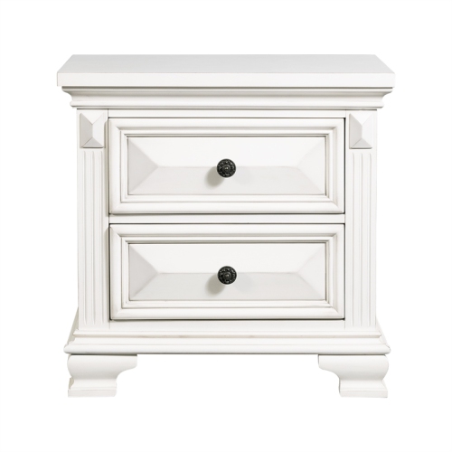 Bowery Hill Contemporary 2-Drawer Nightstand in White