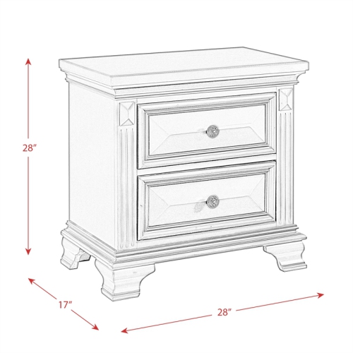Bowery Hill Contemporary 2-Drawer Nightstand in White