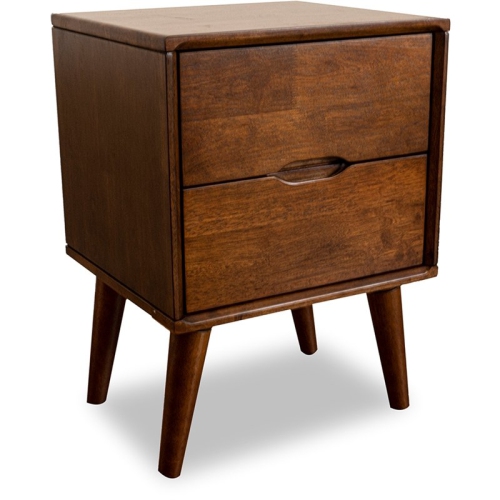 Edie Mid Century Modern Walnut Nightstand Bed Side Tables with 2 Drawers