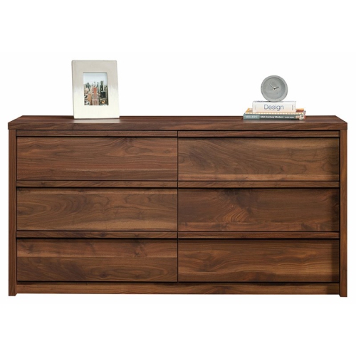 Sauder Harvey Park 6 Drawer Dresser in Grand Walnut