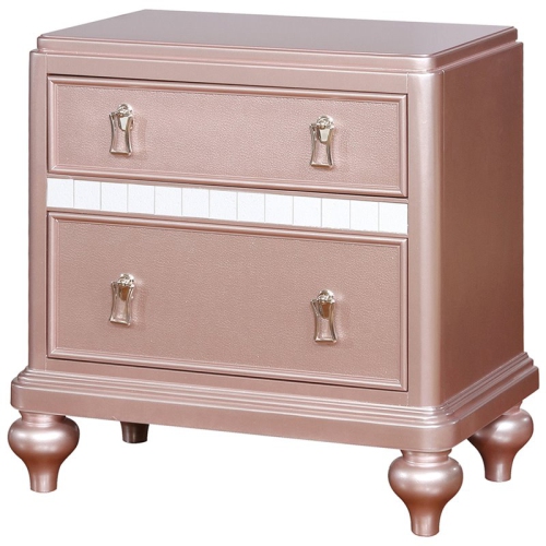FURNITURE OF AMERICA  Appell Solid Wood 2-Drawer Nightstand In Rose In Gold