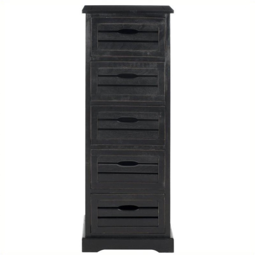 Hawthorne Collection Pine 5 Drawer Cabinet in Black