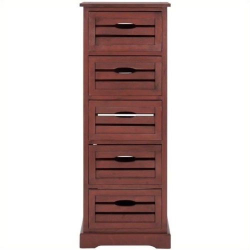 Hawthorne Collection Pine 5 Drawer Cabinet in Red